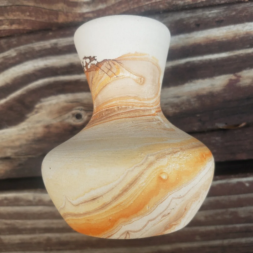Mini Nemadji Pottery - Painted Swirl Vase - MINI